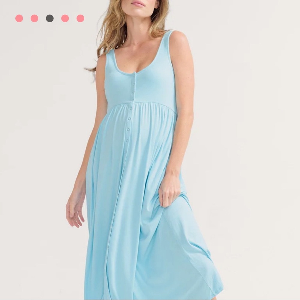 Hatch Light Blue Sleeveless Maternity Dress